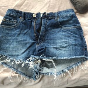 jean shorts, ripped bottom